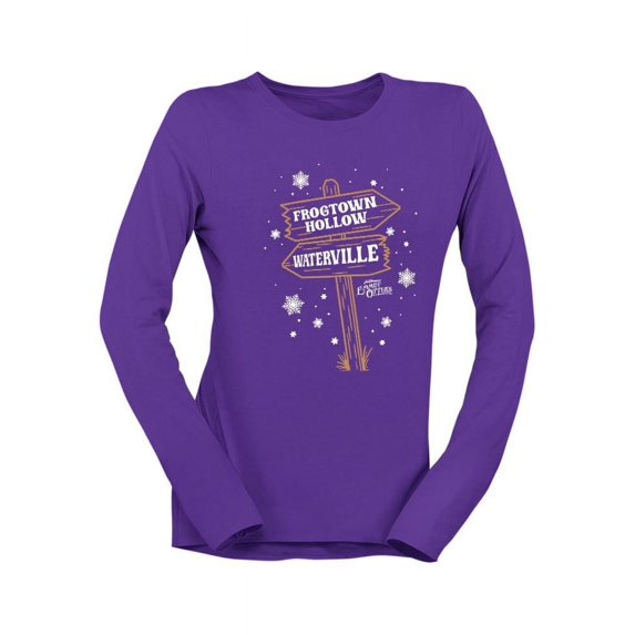 Christmas Frogtown Hollow Waterville Sign Women's Long Sleeve