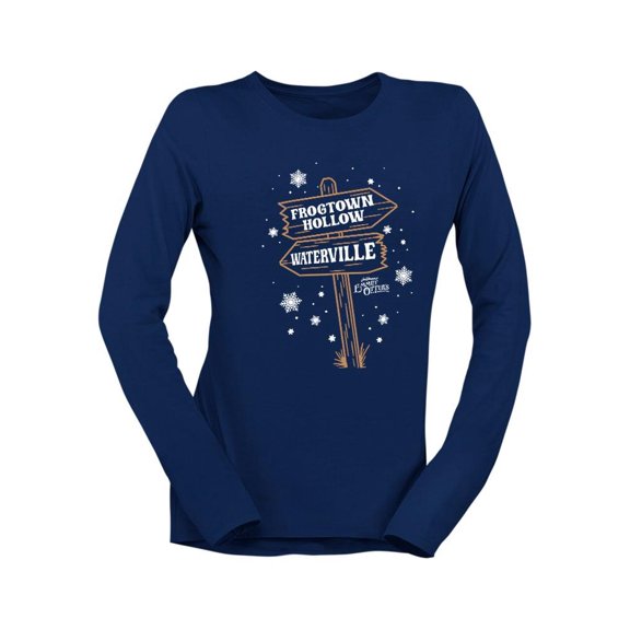 Christmas Frogtown Hollow Waterville Sign Women's Long Sleeve