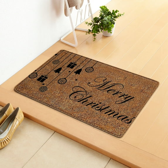 Christmas Front Door Carpet Festive Winter Snowman Doormat It's Cold Outside Durable Coir Welcome Mat for Home Entryway Decor Christmas Decorations