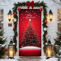 Christmas Front Door Cover, 35 * 71 Christmas Door Cover Cloth, 2025 New Christmas Front Door Decorations, Fabric Door Cover Christmas for Festive Party Home Decor B