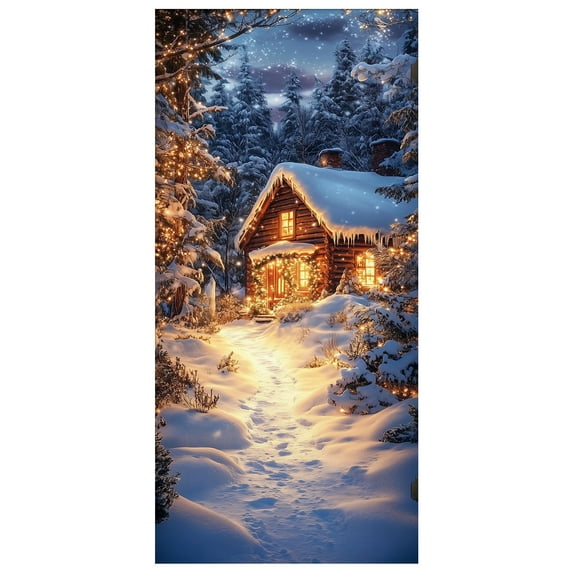 Christmas Front Door Cover Elastic, 35 * 78''Christmas Door Cover Cloth with Elastic, 2025 New Christmas Front Door Decorations, Elastic Fabric Door Cover Christmas for Festive Party Home Decor