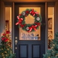 thumbnail image 1 of Christmas Front Door Wreath, Winter Holiday Floral Garland with Pine Cones Cotton and Red Berries, Durable Hanging Decoration for Indoor Outdoor Wall Window Home Party Decor, 1 of 6