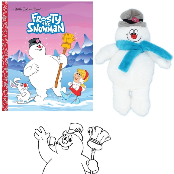 Christmas Frosty the Snowman Holiday Gift Set Includes Frosty the Snowman Little Golden Book, Frosty The Snowman Stuffed Animal Plush Toy Soft Huggable Buddy, and Coloring Page (Friendship and Fun)