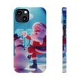 thumbnail image 1 of Christmas Frosty and Santa Claus Apple iPhone Cases Slim Fit Glossy Finish, 1 of 3