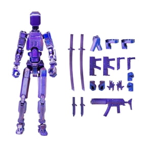 Christmas Full Body 13 Articulated Joints Action Figure 3D Printed Robot Dummy Doll with Versatile Weapons and Accessories for Creative DIY Display, Blue