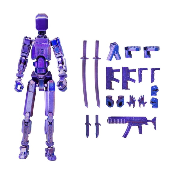 Christmas Full Body 13 Articulated Joints Action Figure 3D Printed Robot Dummy Doll with Versatile Weapons and Accessories for Creative DIY Display, Blue