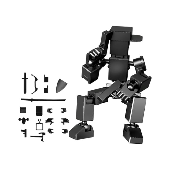 Christmas 3D Printed Articulated Action Figure Robot Model for Creative Assembly and Stress Relief with Fully Movable Joints for Desktop Decoration, Black