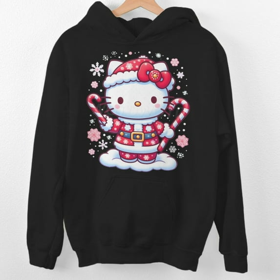 Christmas Fun Printed Pullover Loose Hooded Fleece Sweatshirt Trendy Casual Long-sleeved