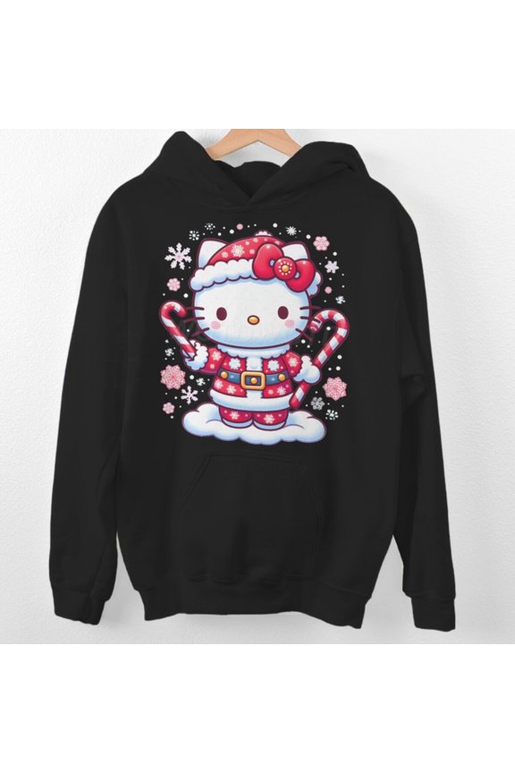 Christmas Fun Printed Pullover Loose Hooded Fleece Sweatshirt Trendy Casual Long-sleeved