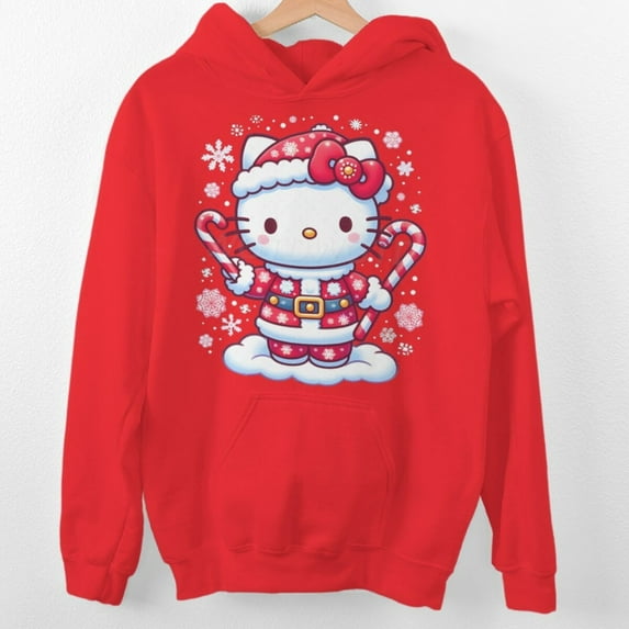 Christmas Fun Printed Pullover Loose Hooded Fleece Sweatshirt Trendy Casual Long-sleeved
