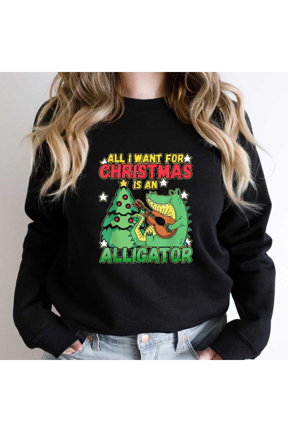 Christmas Funny For An Xmas Alligator Lover Holiday Graphic SW1801 Unisex Sweatshirt, Up to Size 5XL