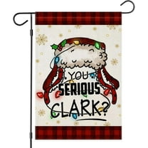Christmas Funny Garden Flags for Outdoor, YOU SERIOUS CLARK? Yard Vacation Decoration, Small Seasonal Decor for Xmas Winter Holiday Yard Outdoor,12.5x18 Double Sided