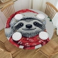 thumbnail image 1 of Christmas Funny Sloth Bears Round Tablecloth with Elastic Fitted Table Cloth, 1 of 8