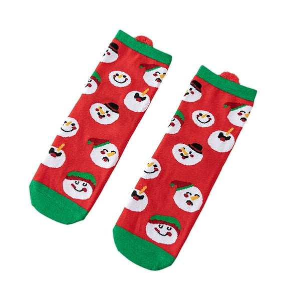 Christmas Funny Socks for Women Men, Merry Christmas Floor Socks Unisex Crew Cotton Socks, Holiday Couple Matching Xmas Socks, Winter Dress Socks for Adult, Santa and Snowflake, Red Green
