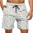 Christmas Funny Swim Trunks Men's,Pine Trees Heart Motifs,Quick Dry