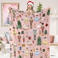 thumbnail image 1 of Christmas Fuzzy Blanket Pink Nutcracker Throw Blanket 50 x 60 Inch Cartoon Xmas Flannel Blanket for Winter Home Chair Sofa Bed Couch, 1 of 6