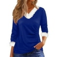 thumbnail image 1 of Christmas Fuzzy Fleece Pullover Tops, V Neck Long Sleeve Sweater Tops, Fall Trendy Blouses, 1 of 7