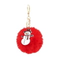 thumbnail image 1 of Christmas Fuzzy Pom Keychain 3.1 Inch, Cute Plush Ball Keyring with Lobster Clasp for Car Keys, Handbag, Backpack, Purse Accessories, 1 of 5