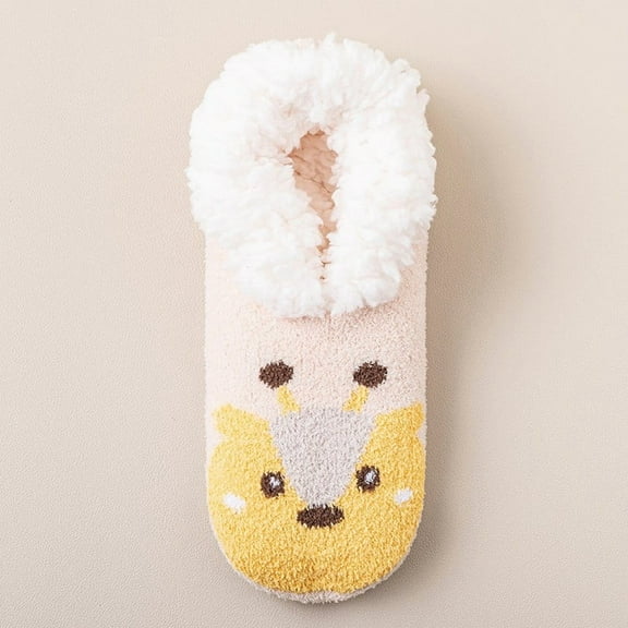 Christmas Fuzzy Slipper for Women Non Slip Warm Animal Slipper Socks with Grippers Cozy Sherpa for Winter Indoor