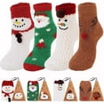 thumbnail image 1 of Christmas Fuzzy Socks, 4 Pairs Christmas Holiday Socks Soft Cozy Socks Warm Slipper Winter Socks for Women Girls, 1 of 6
