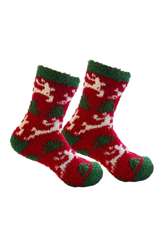 Christmas Fuzzy Socks Cosy Socks Thick Slipper Socks Fun Sleeping Socks Holiday Xmas Socks for Bed Floor Festive Party Indoor Elk
