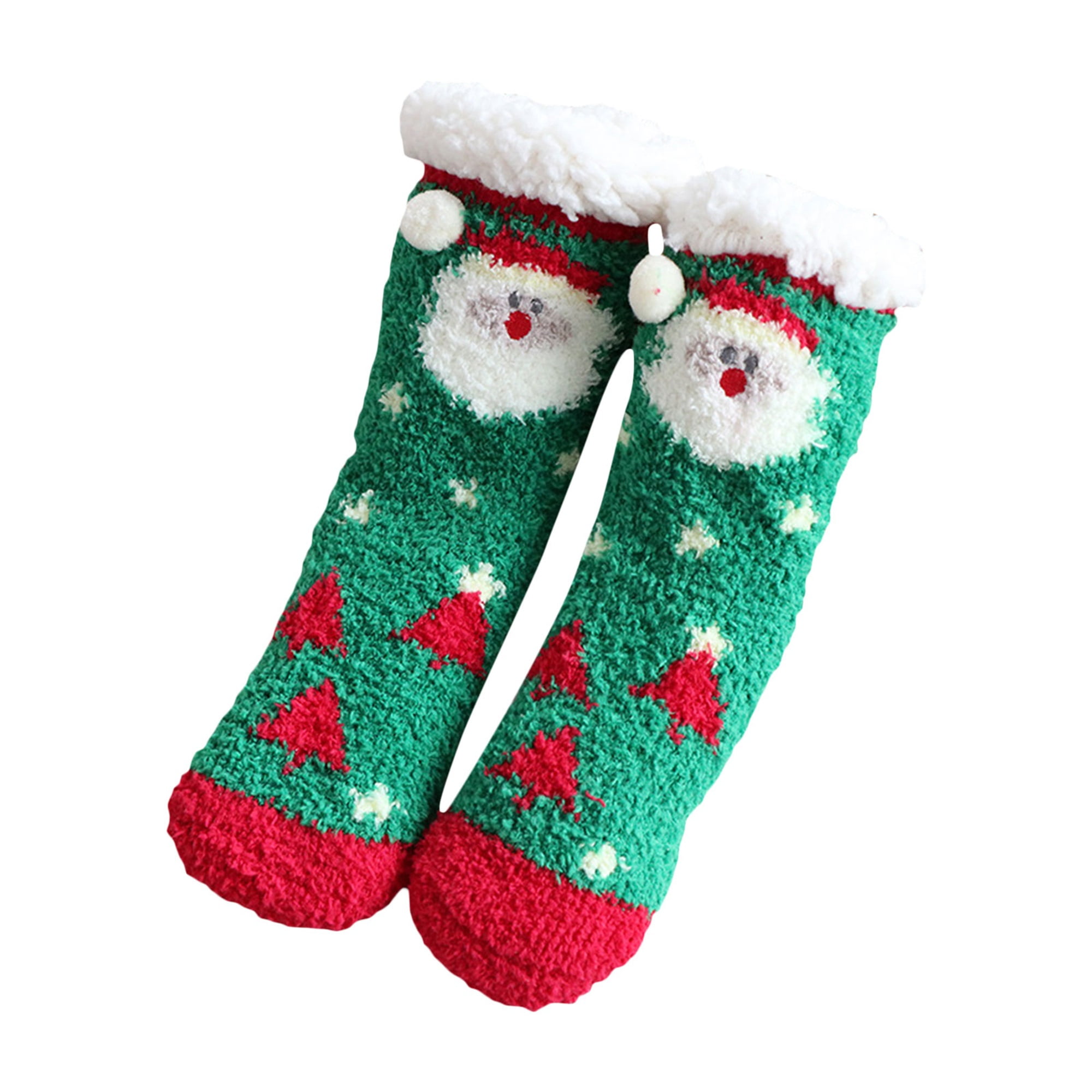 Christmas Fuzzy Socks Cute Fun Cozy Fluffy Winter Warm Indoor Nonslip