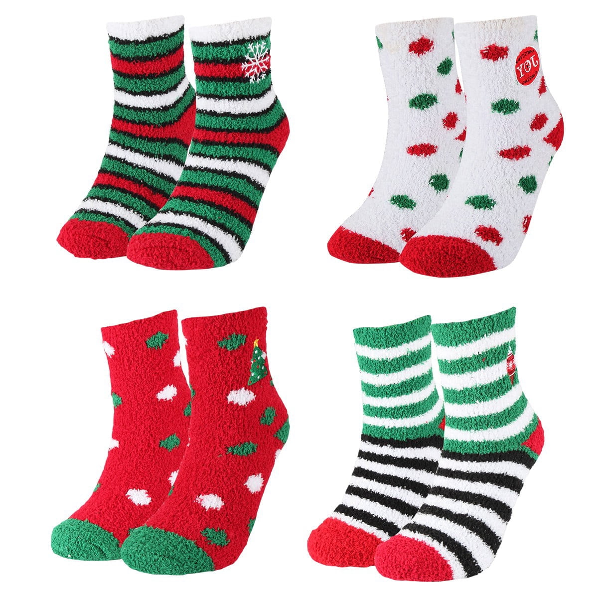 Christmas Fuzzy Socks Slippers Xmas Warm Fluffy Cozy Stockings Gifts