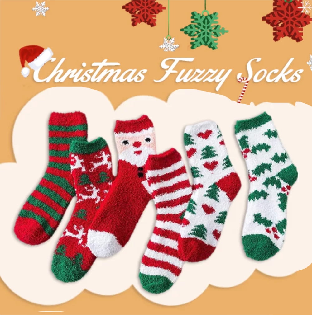 Christmas Fuzzy Socks for Womens, Winter Warm Fluffy Socks for Women