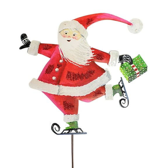 Christmas Gallery Skating Santa Stake Metal Holiday Yard Decor C22086