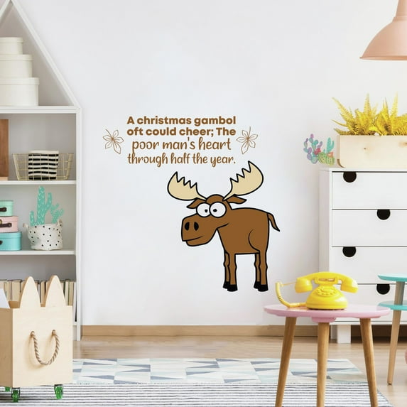 Christmas Gambol Reindeer Life Quote Cartoon Quotes Decors Wall Sticker Art Design Decal for Girls Boys Kid Room Bedroom Nursery Kindergarten Home Decor Stickers Wall Art Vinyl Decoration (20x18 inch)