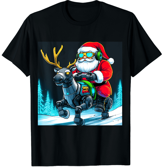 Christmas Gamer Video Game Santa Xmas T-Shirt for Adults Men and Women