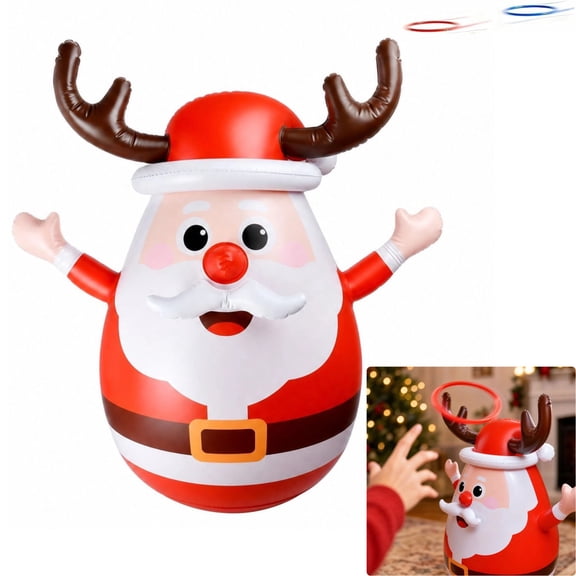 Christmas Games For Family Party Giant Inflatable Santa Claus Ring Toss Game Xmas Games For Family Santa Antler Toss Toy Holiday Indoor Outdoor Party Decor For Backyard Lawn Home Gathering