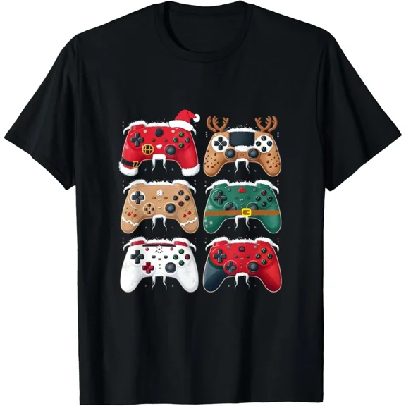 Christmas Gaming Video Game Controller Gamer Holiday Gift Unisex T-Shirt, up to Size 5XL