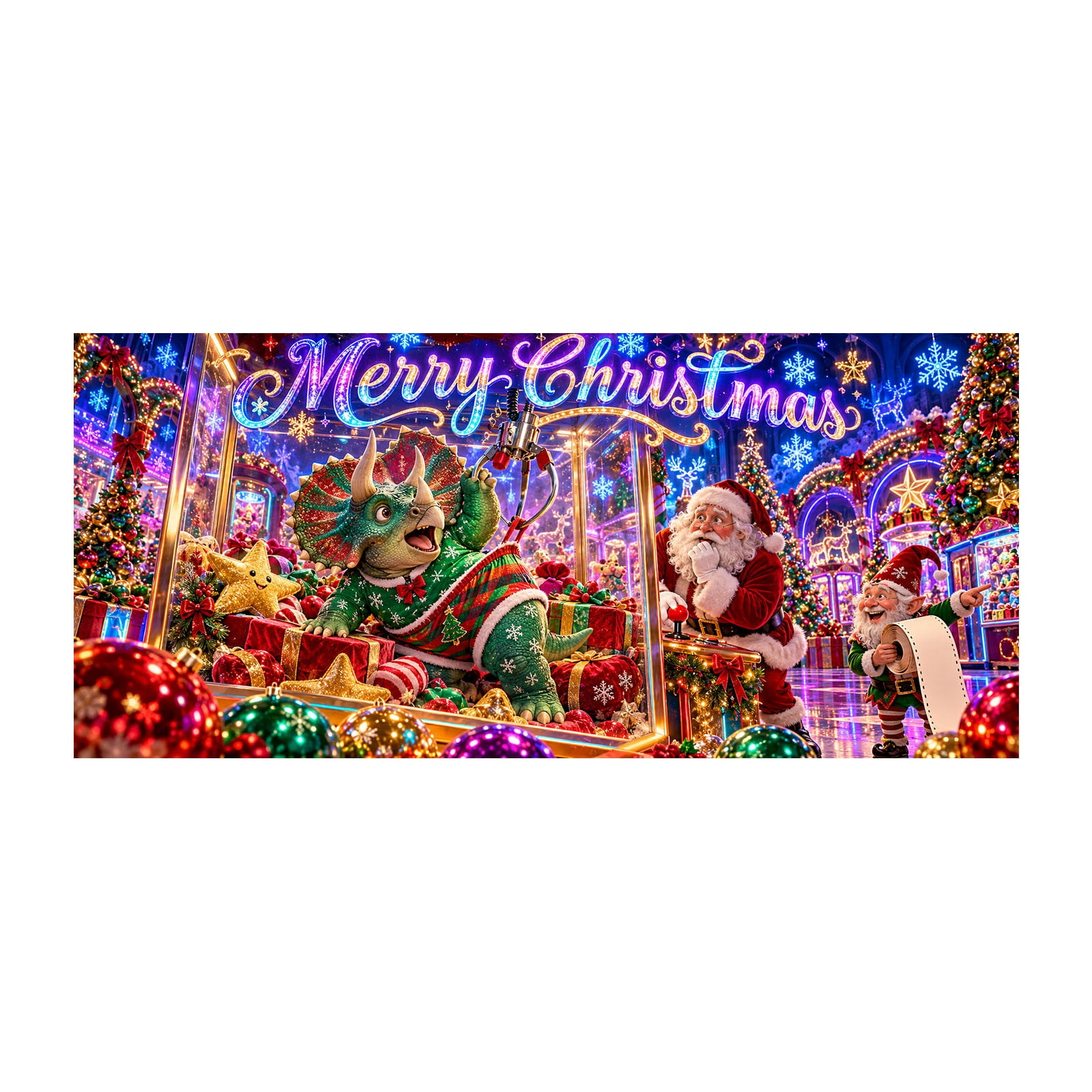 Christmas Garage Banner Printed With Fluorescent Ink Cow Santa Garage ...