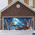 thumbnail image 1 of Christmas Garage Door Banner 7x16 ft, Vintage Believe Train Garage Door Cover with Polar Express Santa, Large Outdoor Wall Decor for Xmas Eve Holiday Backdrop, 1 of 5