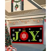 Christmas Garage Door Banner Cover 6 x 13 ft, Christmas Joy Xmas Baubles with Bell Christmas Garage Door Decorations Holiday Christmas Backdrop Decor for Winter New Year Xmas Party