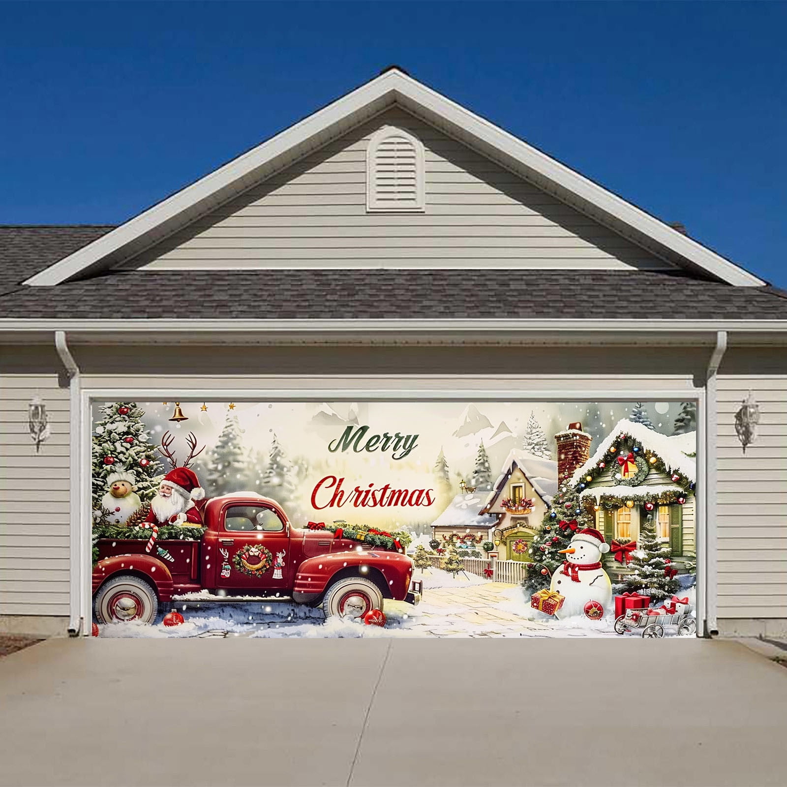 Christmas Garage Door Banner Large Hanging Door Cover Christmas Garage