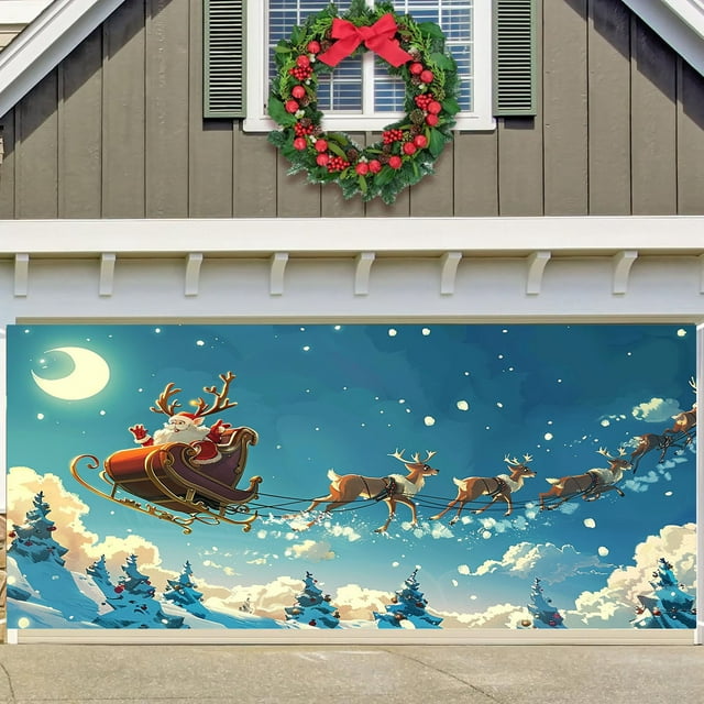 Christmas Garage Door Banner Large Hanging Door Cover Christmas Garage