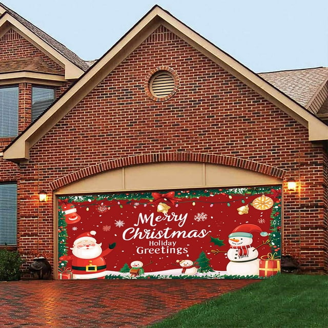 Christmas Garage Door Banner Large Hanging Door Cover Christmas Garage