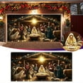 thumbnail image 1 of Christmas Garage Door Cover Banner 157.48x70.87 Inch Fluorescent Glows in Dark 2D Flat Holiday Garage Door Decorations with Cartoon Santa Xmas Outdoor Indoor Party Decor, 1 of 7