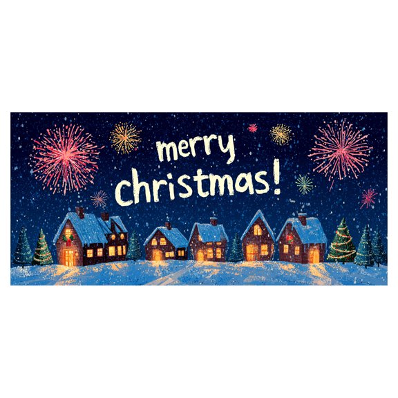 Christmas Garage Door Cover Decorations 7x16ft,Merry Xmas Winter Holiday Backdrop Large Happy New Year Banner Murals Photography Background Decorative Indoor Outdoor Wall Decor