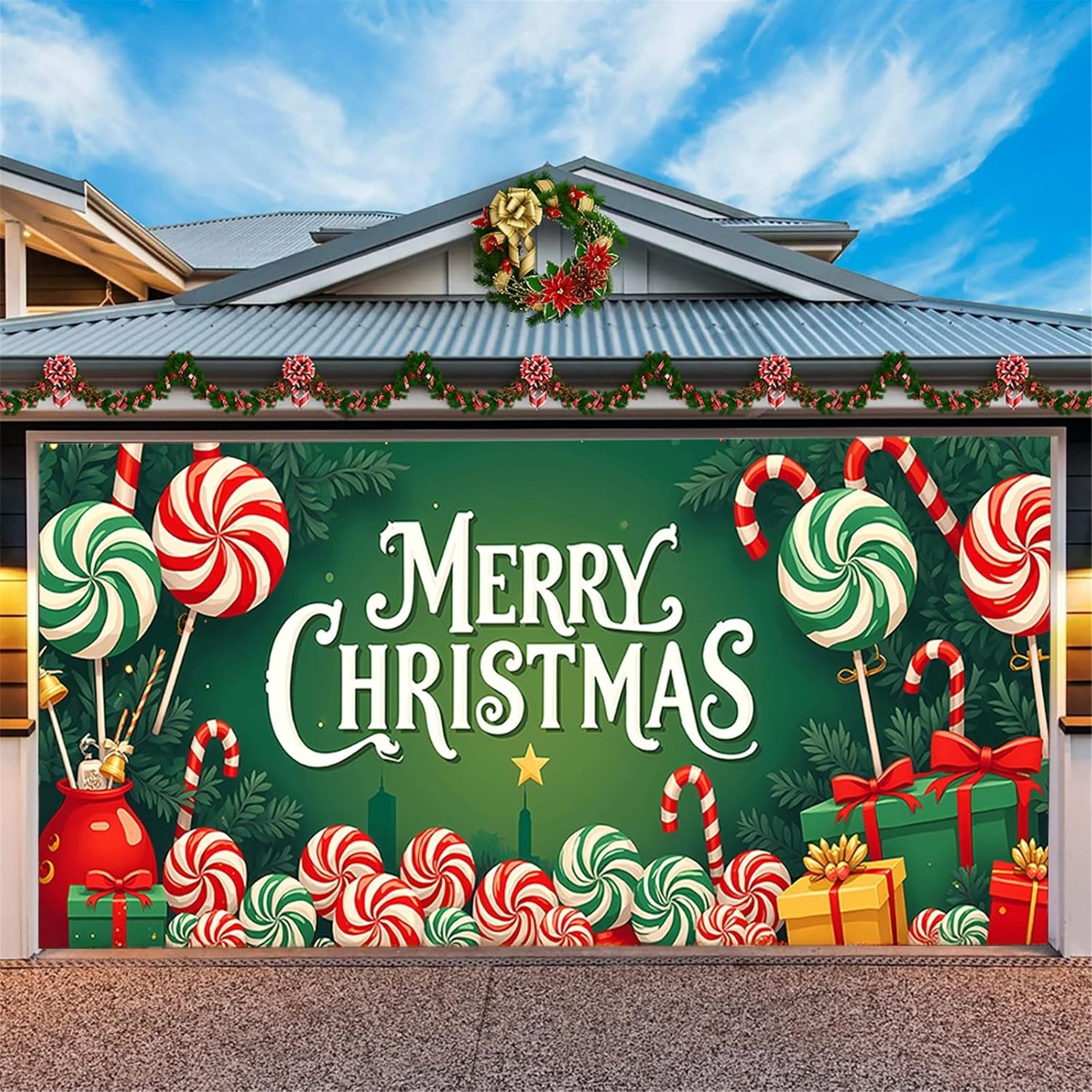 Christmas Garage Door Cover Decorations, Garage Christmas Buddy for