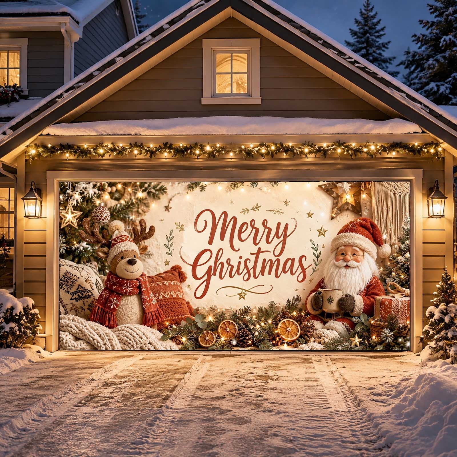 Christmas Garage Door Cover Decorations Garage Door Banner Holiday