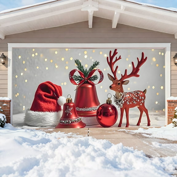 Christmas Garage Door Cover Decorations Large Garage Cover Holiday Decorative Door Banner Snowman Backdrop for Xmas Indoor Outdoor Decor(7 x 8 ft)