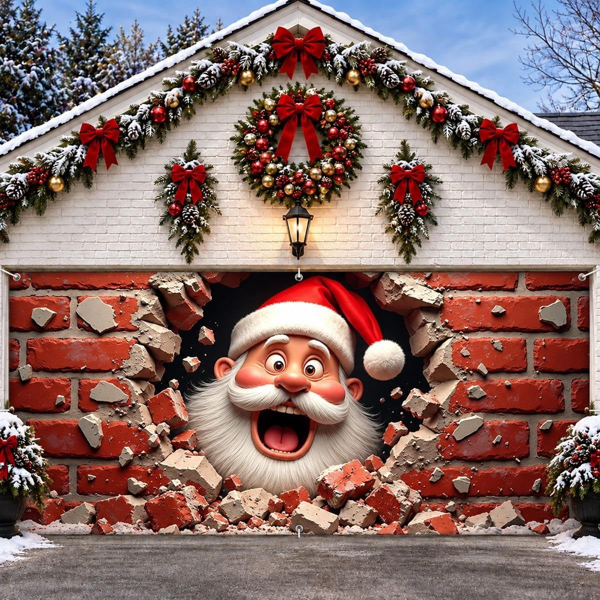 Christmas Garage Door Cover Garage Buddy 7x8&7x16FT Washable Holiday ...