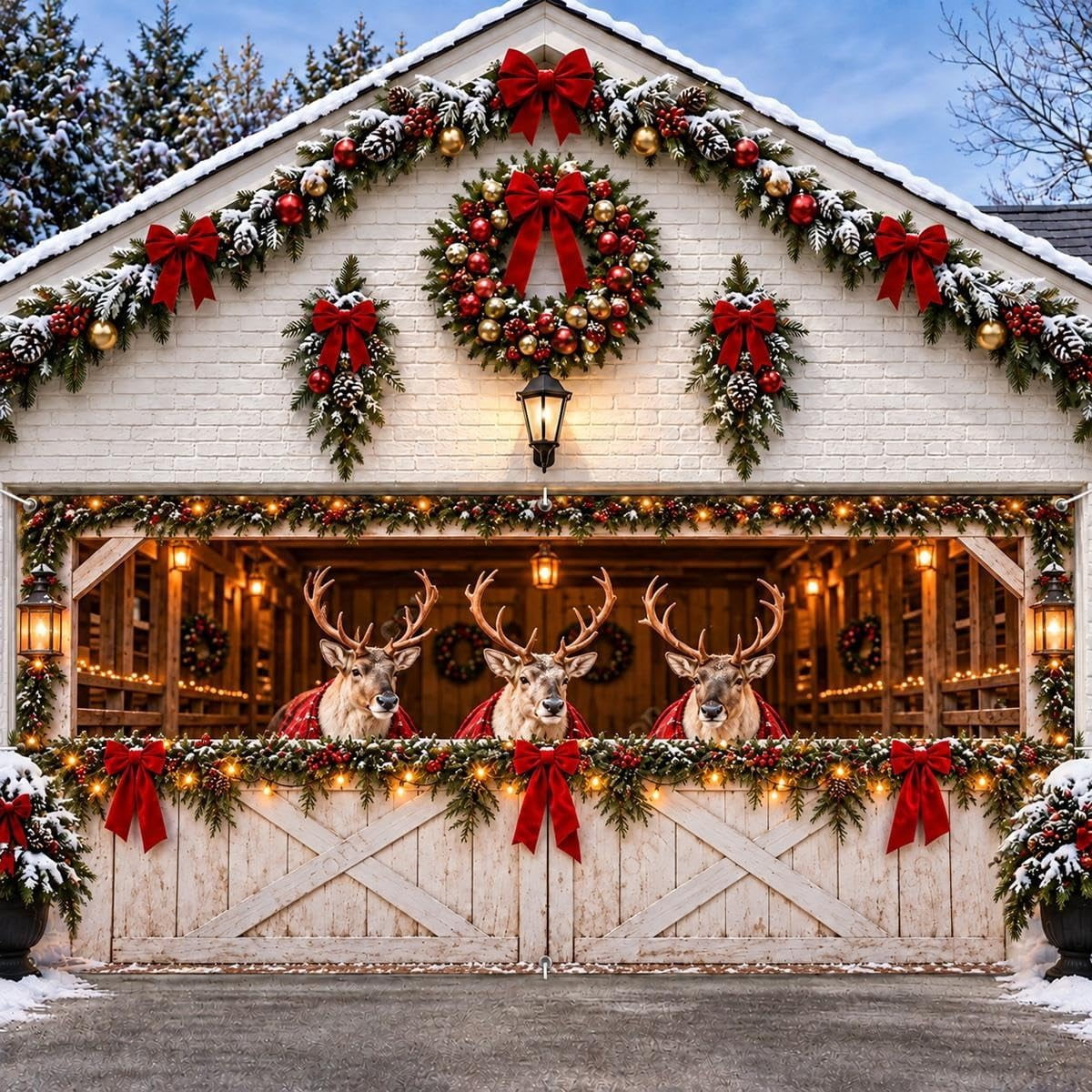 Christmas Garage Door Cover, Holiday Door Decorations for Outdoor Home ...