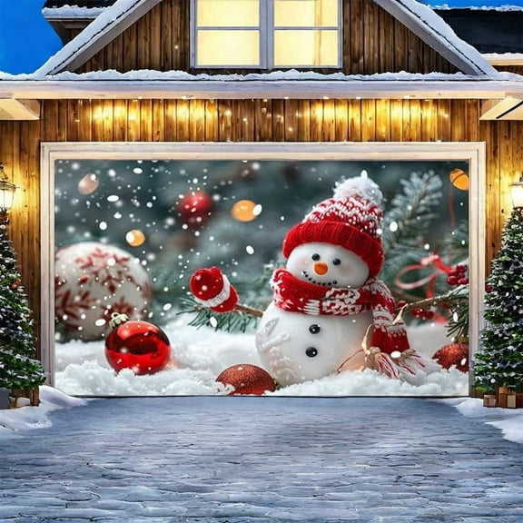 Christmas Garage Door Decorations Merry Christmas Cover Banner Garage Door Murals 4.9x6.56 ft Large Christmas Garage Backdrop Decoration for Xmas Eve Holiday Party Wall Door