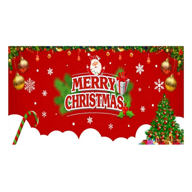 Christmas Garage Door Tapestry Home Background Wall Cloth Colorful Red