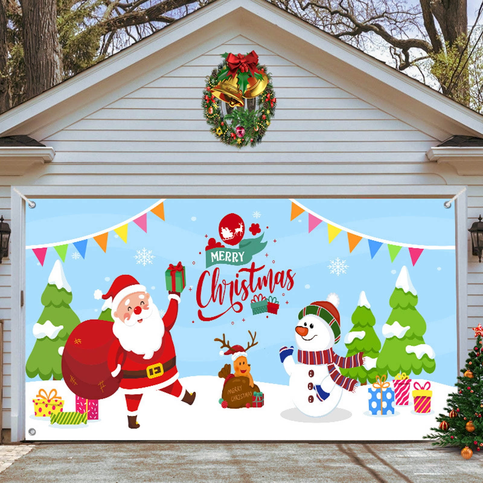 Christmas Garage Door Tapestry Home Background Wall Cloth Multiple