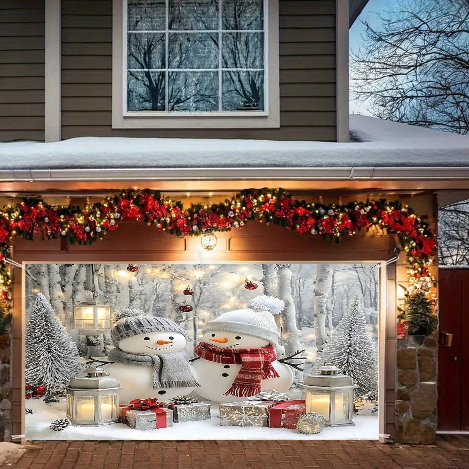 Christmas Garage In Garage Door Decorations Christmas Banners Backdrops